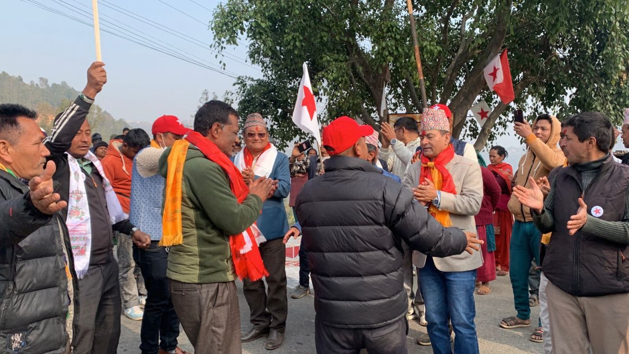 नेकपाका उम्मेदवार बसुन्धरालाई मण्डनमा भब्य स्वागत