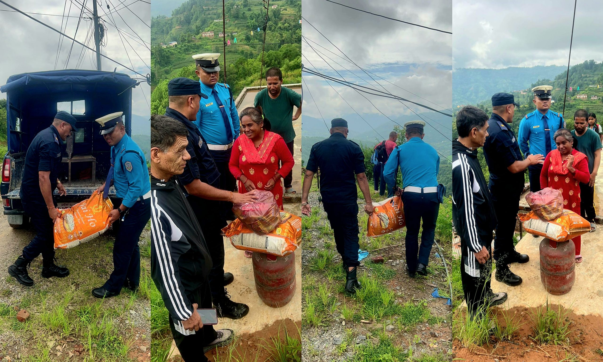चार दिनदेखि भोकै दृष्टिविहीन दम्पतिको घरमा प्रहरी पुग्यो, ग्यास र खाद्यान्न सहयोग